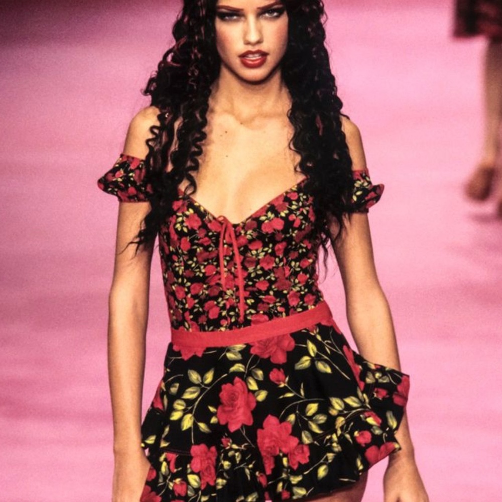 RARE Vintage Betsey Johnson 1999- Red Floral Mini Dress